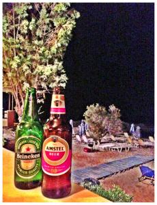 First beers in Crete - on the beach - under the stars at Thanasis Taverna.