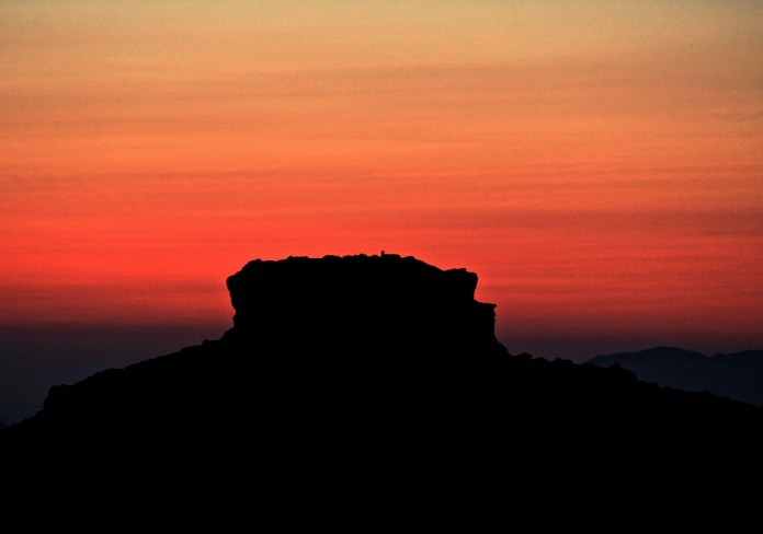 Skaros Rock at Sunset